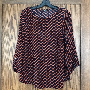 Like new navy & orange 3/4 sleeve top